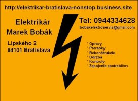 Elektroinštalačné práce nonstop Bratislava
