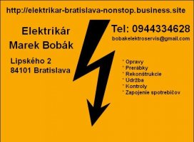 Elektroinštalatér - opravár Bratislava a okolie